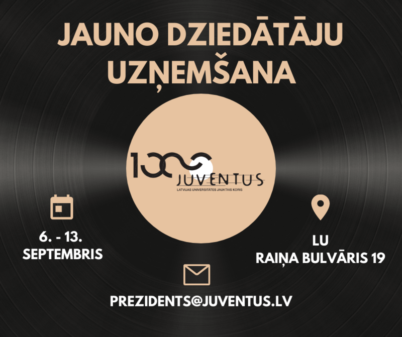 Latvijas Unversitātes jauktais koris “Juventus” uzņem jaunus dalībniekus visās balsu grupās